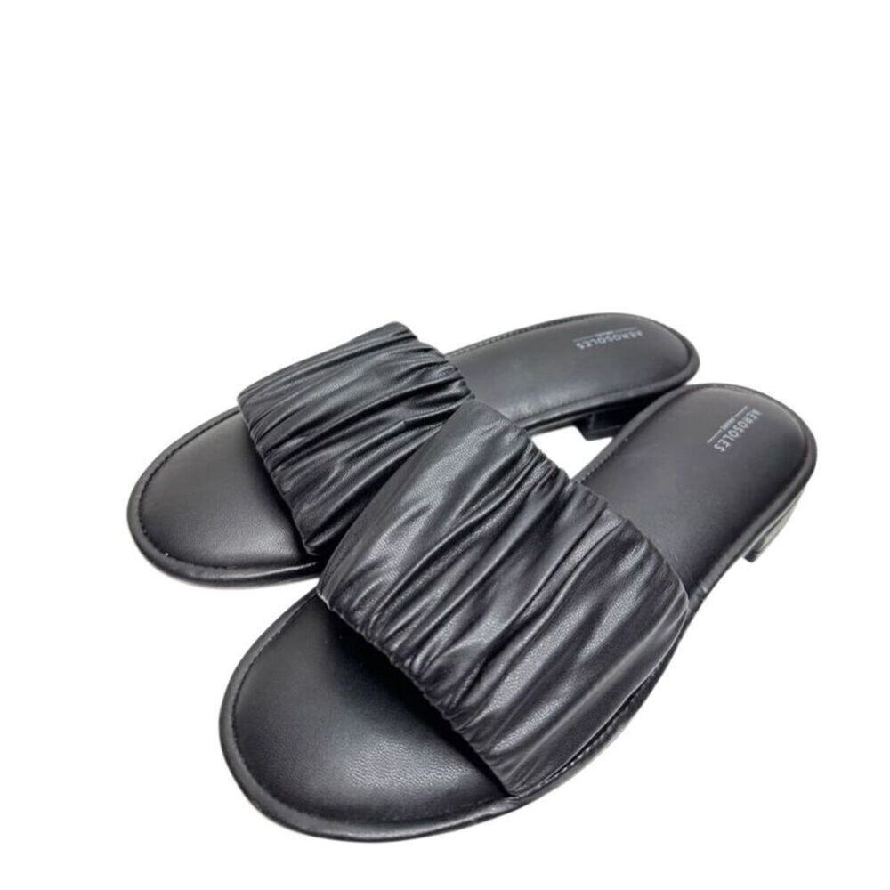 Aerosoles‎ Sandals Womens Size 7.5 Black Open Toe Low Heel Slides